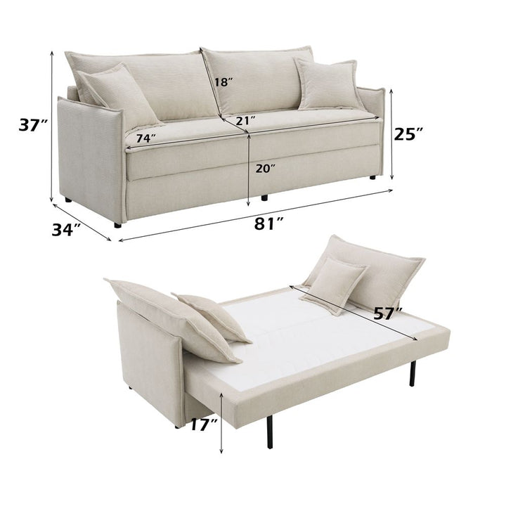 Elisea Sofa w/Sleeper – dimensions diagram