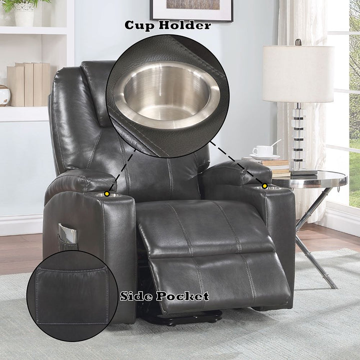 Recliner w/Power Lift &amp; Massage – features callout
