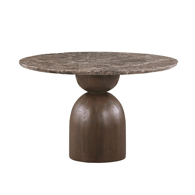 Cirava Round Dining Table, Dark Brown/Walnut