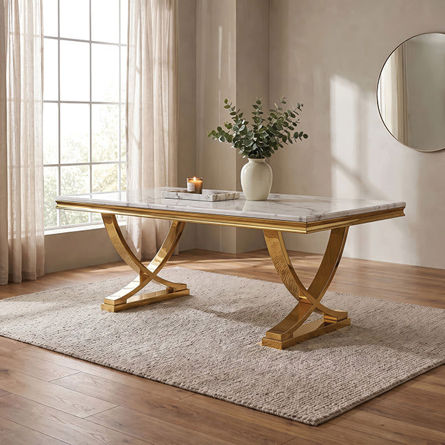 Wadenstil Dining Table, Gold/White - view 12