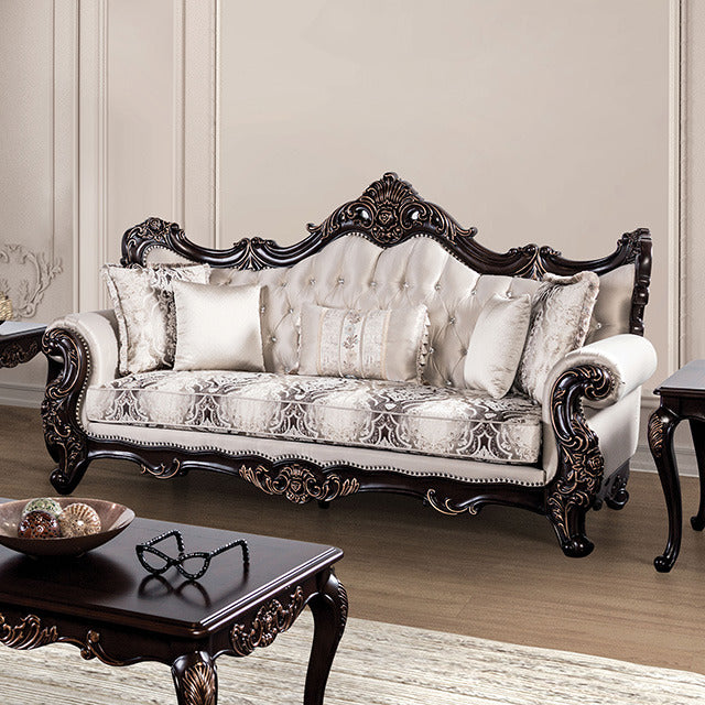 Palencia Sofa, Dark Cherry/Beige