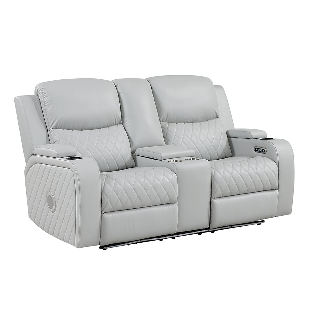 Elonzo Power Motion Loveseat w/Console, LED, Power Headrest & Speaker – view 2