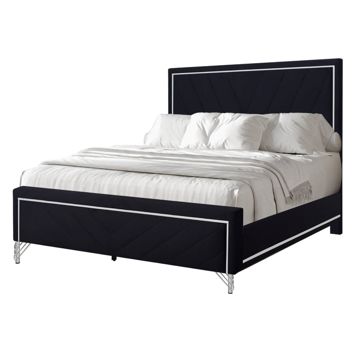 Ava 5/0 Q Headboard, Footboard &amp; Slat Kit-Ebony