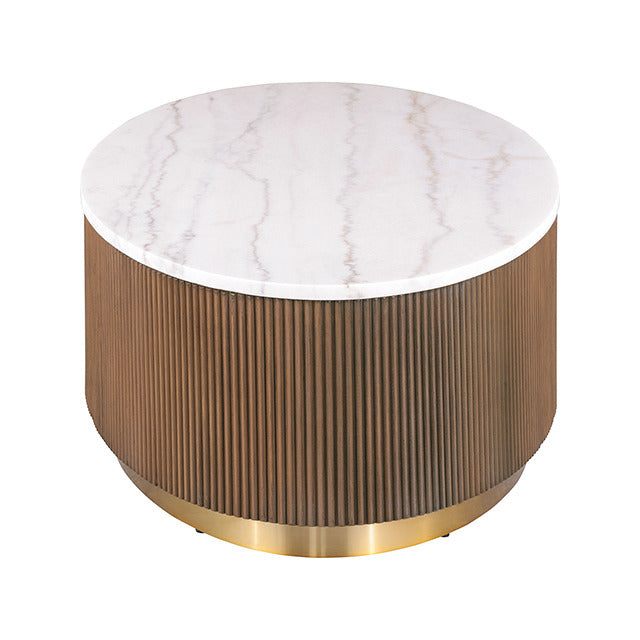 Virden Round Cocktail Table, Brown/White/Gold - view 2