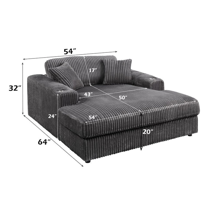 Hilde Chaise w/2 Pillows – dimensions diagram