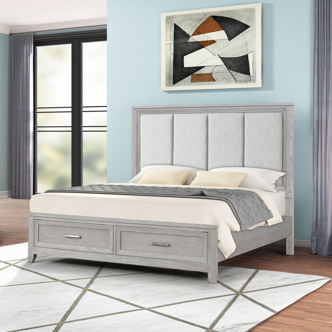 Fiona 6/6-6/0 Ek/wk Storage Footboard & Slats- Mist Gray