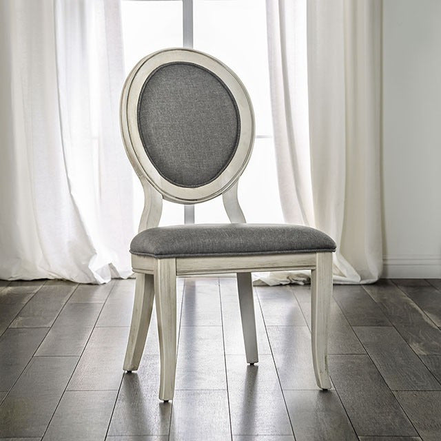Kathryn Side Chair, Antique White/Gray