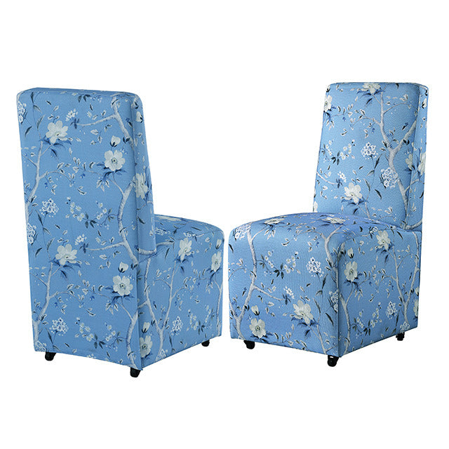Durham Dining Chair W/ 4 Casters, Toile De Jouy Light Blue/White - view 5