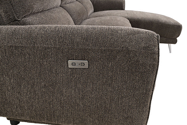 Brande Power Sectional, Right Chaise, Brown - view 2