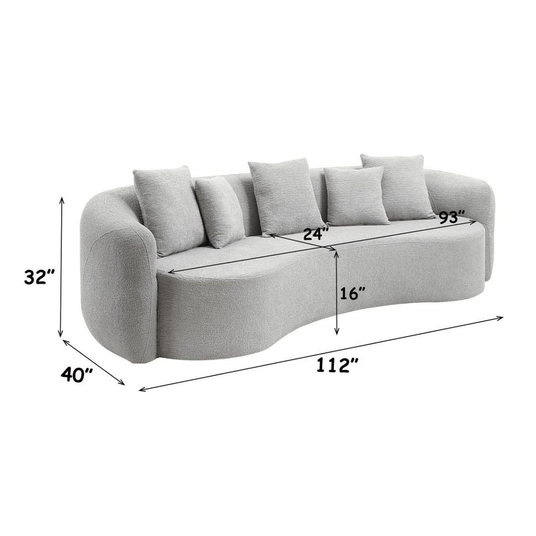 Barasa Oversized Compressed Sofa w/5 Pillows – dimensions diagram
