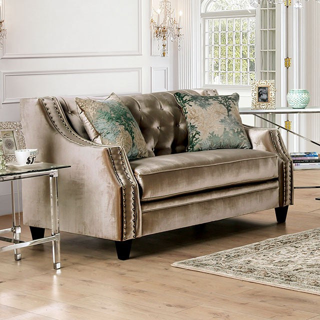 Elicia Love Seat, Champagne/Turquoise