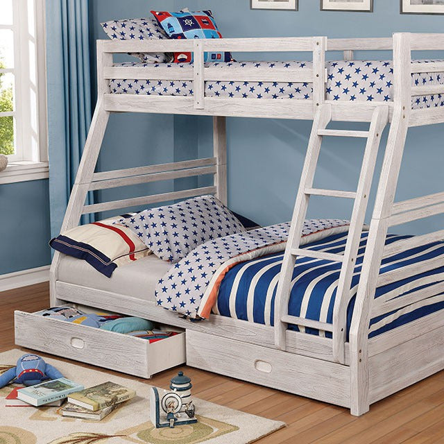 California Bunk Bed, Wire-Brushed White