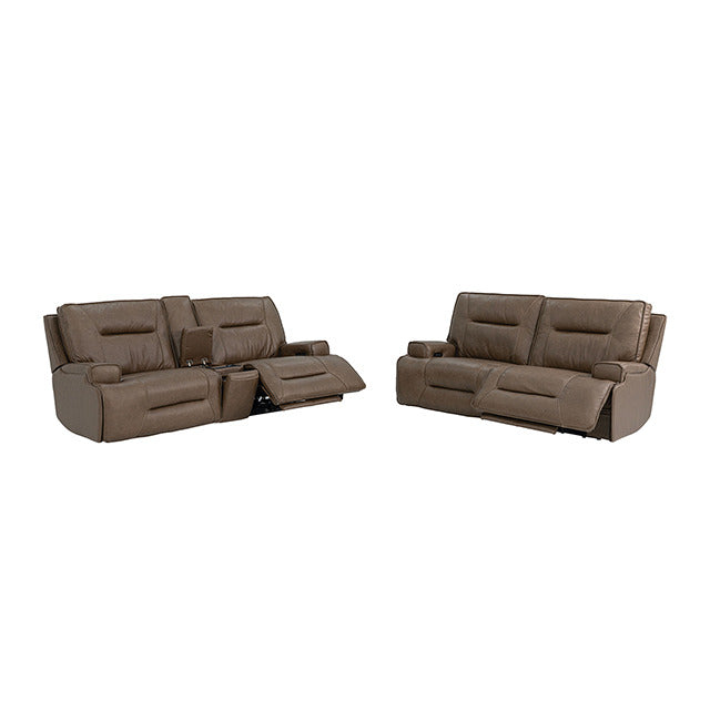 Dallas Oversized Power Sofa + Loveseat, Cocoa Brown