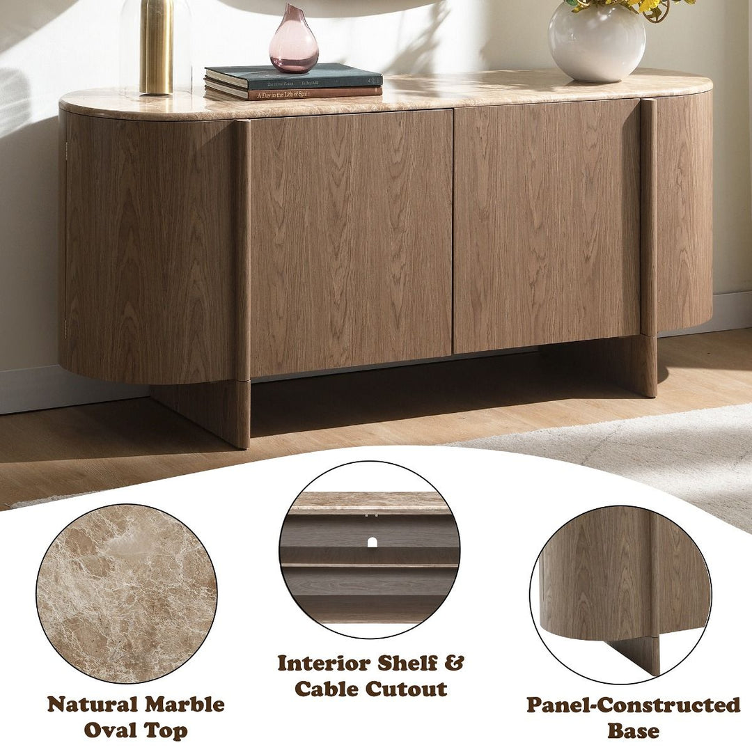 Markku Console Table w/Natural Marble – features callout