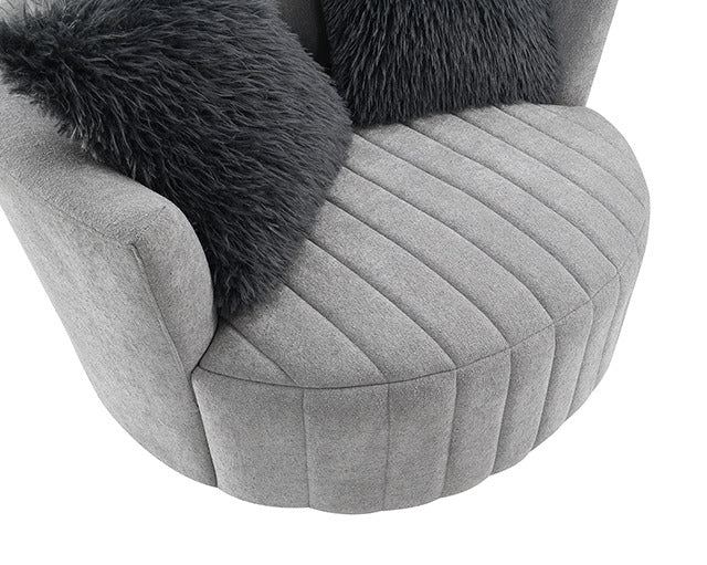 Hoople Channel Tufted Swivel Chair, Light Gray - view 5