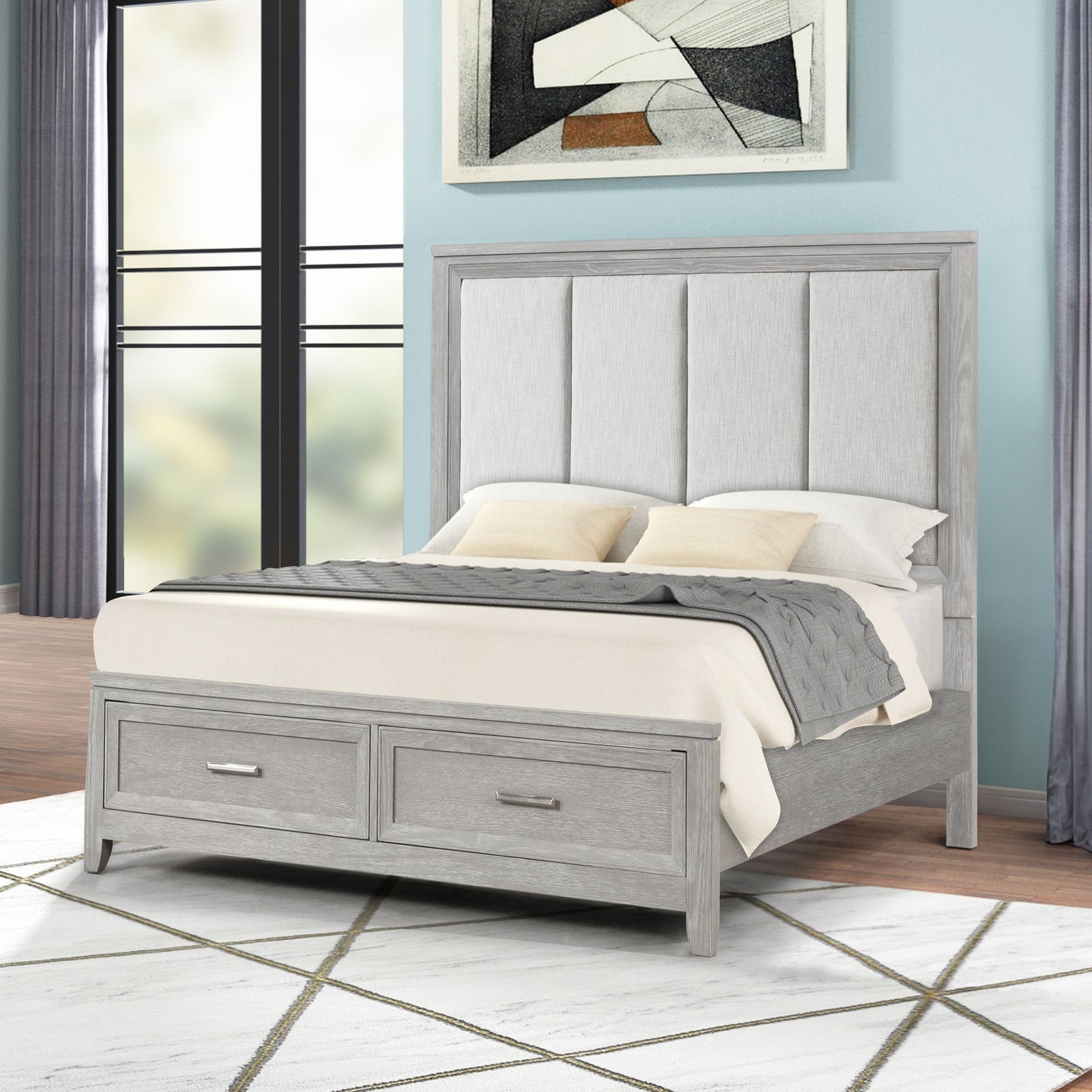 Fiona 5''0" Q Storage Footboard & Slats- Mist Gray
