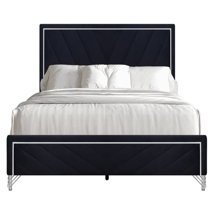 Ava 5/0 Q Headboard, Footboard &amp; Slat Kit-Ebony