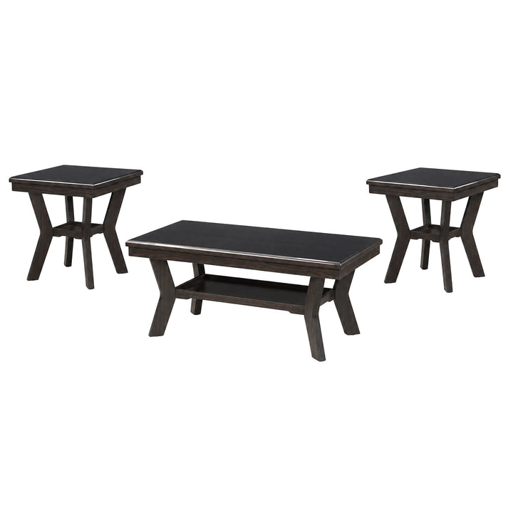 Gia 3 Piece Occasional Set- 1 Coffee &amp; 2 End Tables-Brown