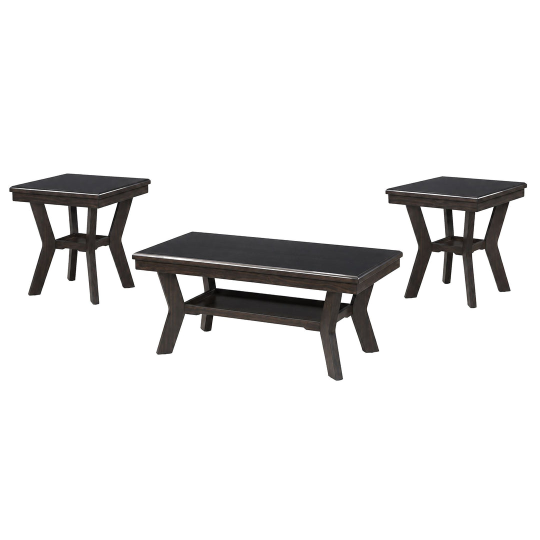 Gia 3 Piece Occasional Set- 1 Coffee & 2 End Tables-Brown