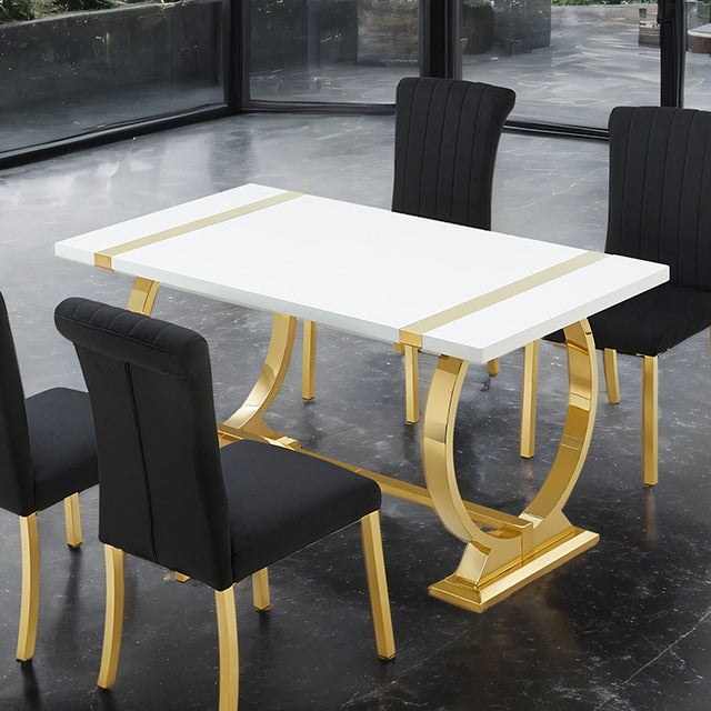 Holstebro 60" Dining Table, Gold/White