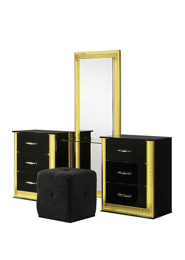 Hazeline Vanity Set W/ Stool, Black - view 2