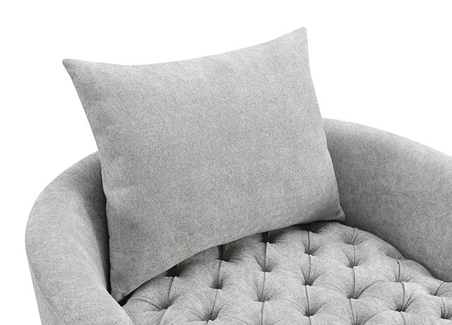 Sofi Button Tufted Swivel Chair, Light Gray - view 3