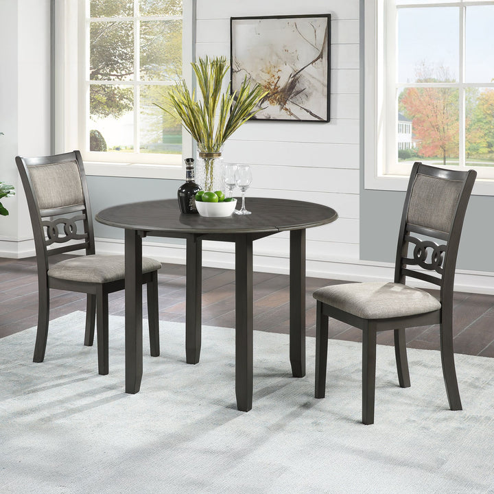 Gia 3 Pc 42" Drop Leaf Dining Table &amp; 2 Chairs-Gray
