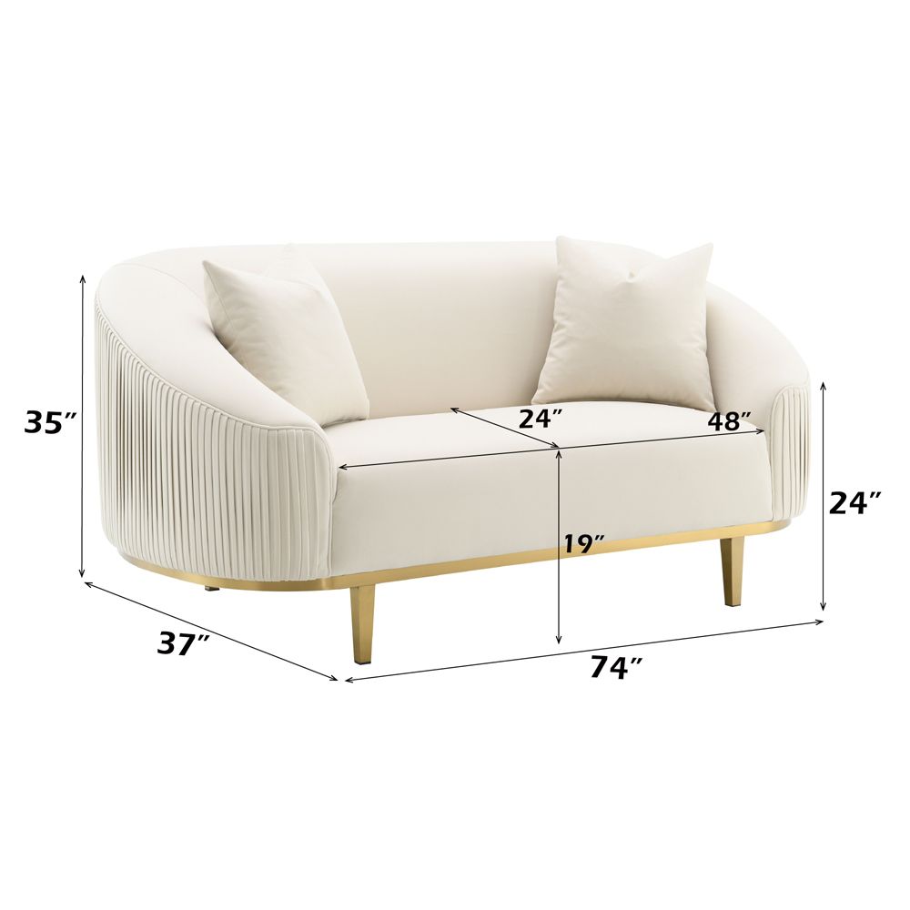 Martina Loveseat w/2 Pillows – dimensions diagram