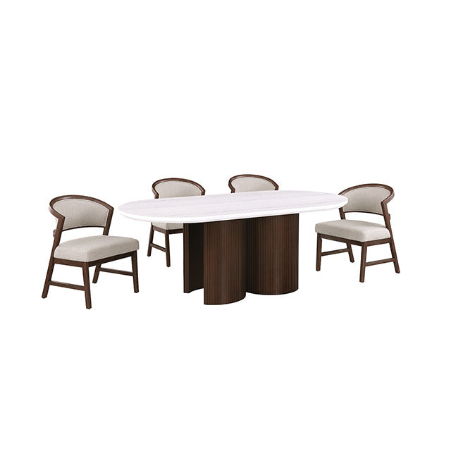 Narvik 5 Pc. Dining Table Set, White/Walnut - view 4