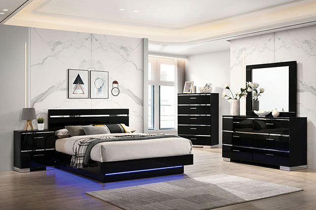 Erlach 5 Pc Queen Bedroom Set, Black/Chrome - view 2