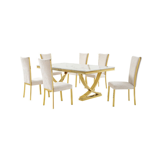 Wadenstil Dining Table, Gold/White - view 6