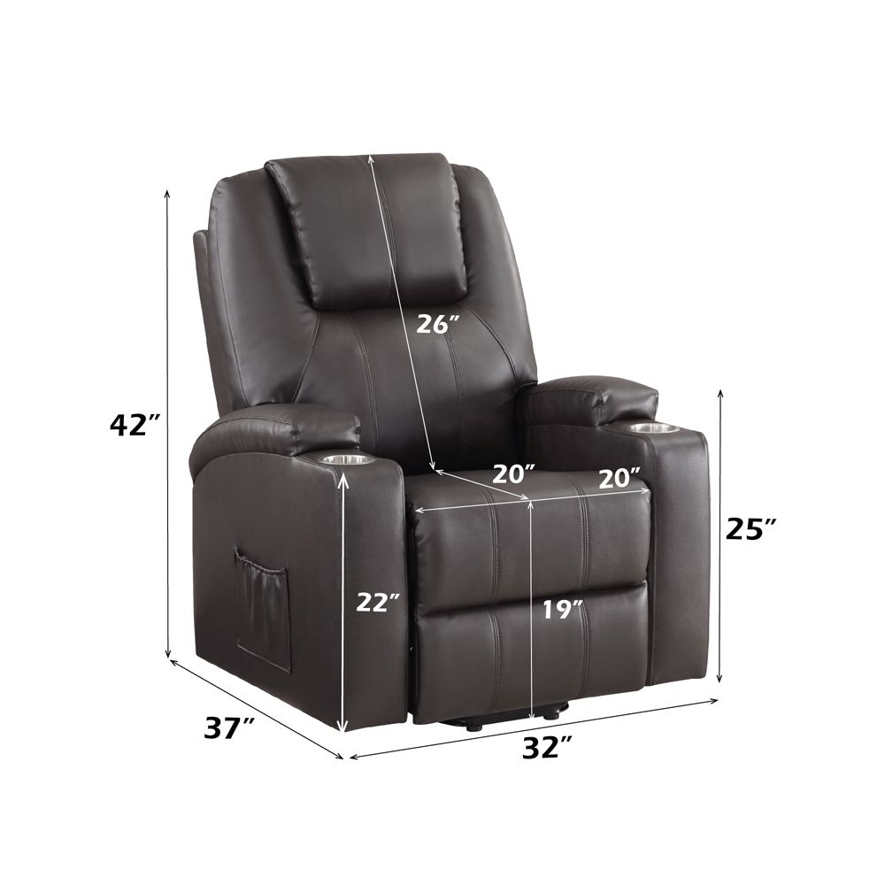 Recliner w/Power Lift & Massage – dimensions diagram