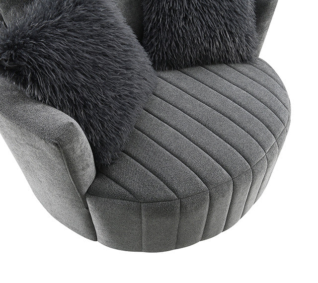 Hoople Channel Tufted Swivel Chair, Dark Gray - view 5