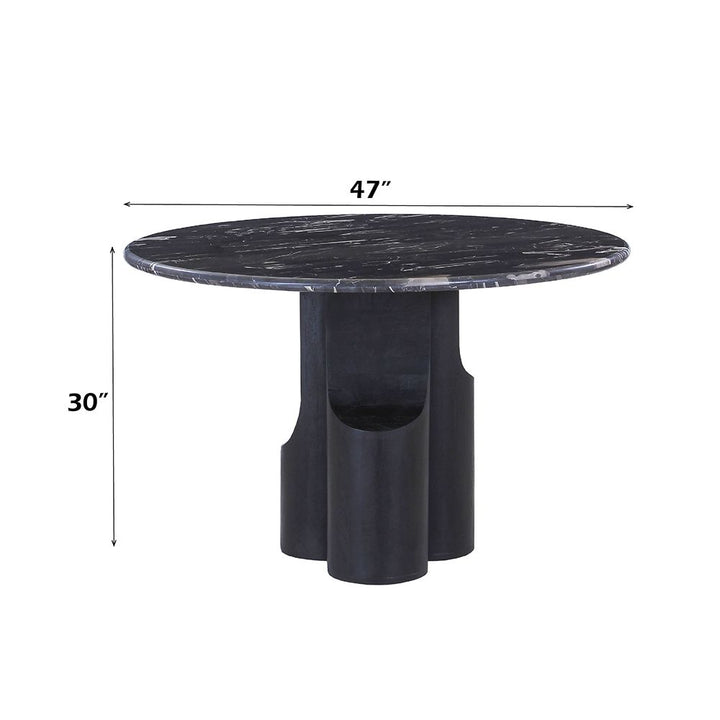 Kinton Round Dining Table w/Natural Marble Top – dimensions diagram