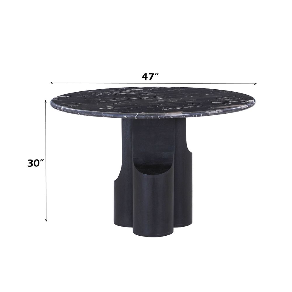 Kinton Round Dining Table w/Natural Marble Top – dimensions diagram