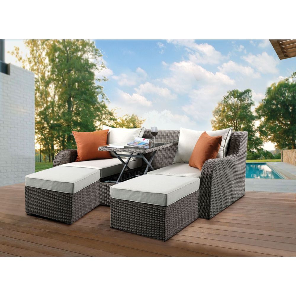 Salena Patio Sofa W/2 Pillows & 2 Ottomans – view 2