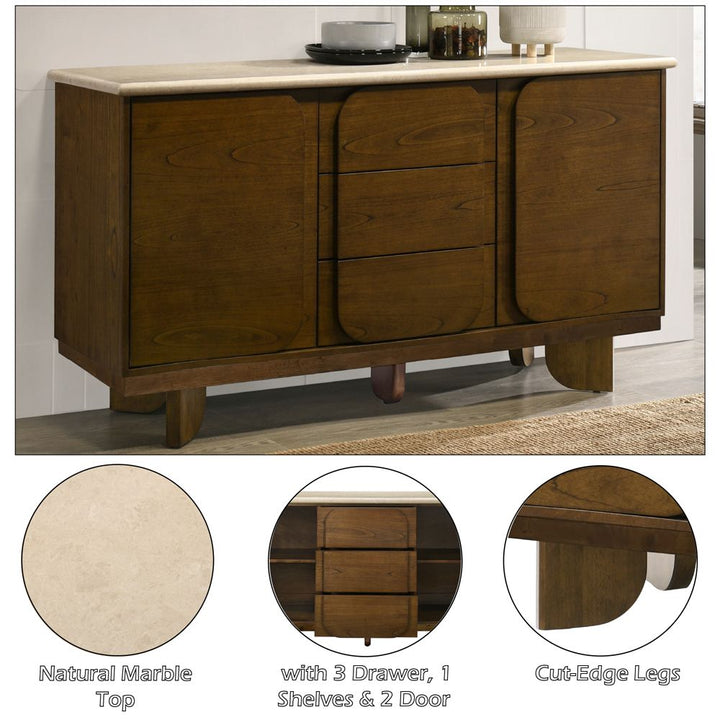 Kasha Server with Natural Marble Top