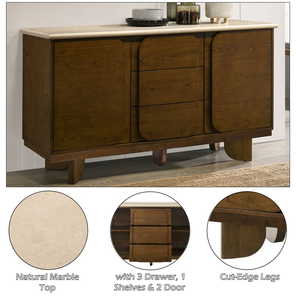 Kasha Server with Natural Marble Top