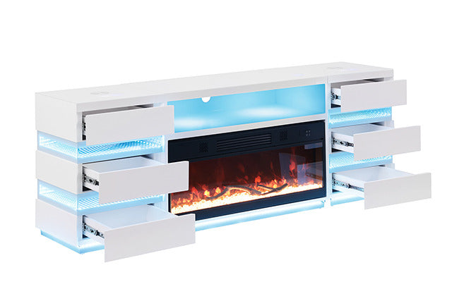 Terni Tv Stand W/ Fireplace, White - view 3