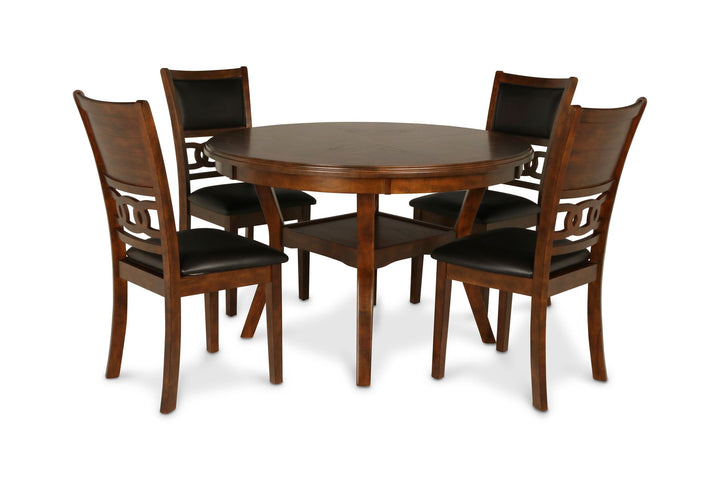 Gia 5 Pc 47" Round Dining Table &amp; 4 Chairs-Brown