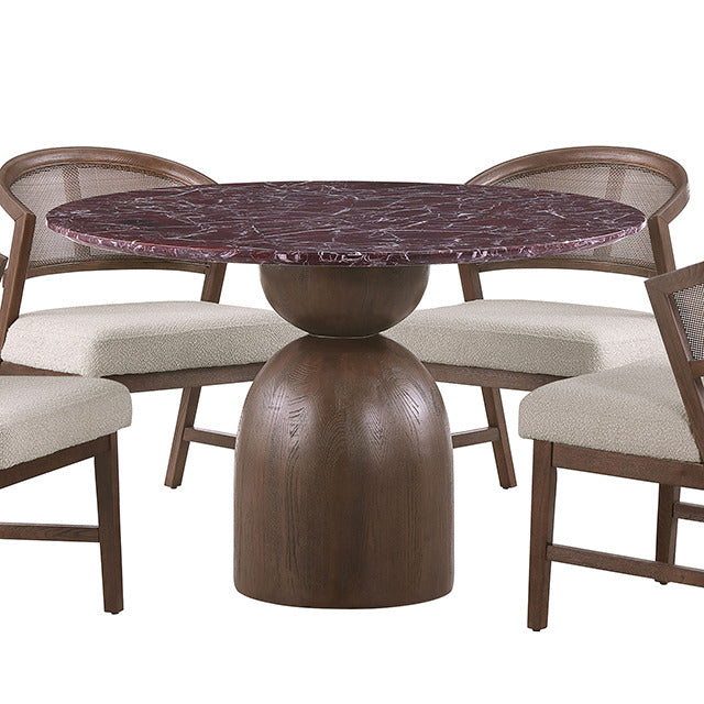 Cirava Round Dining Table, Red/Walnut - view 3