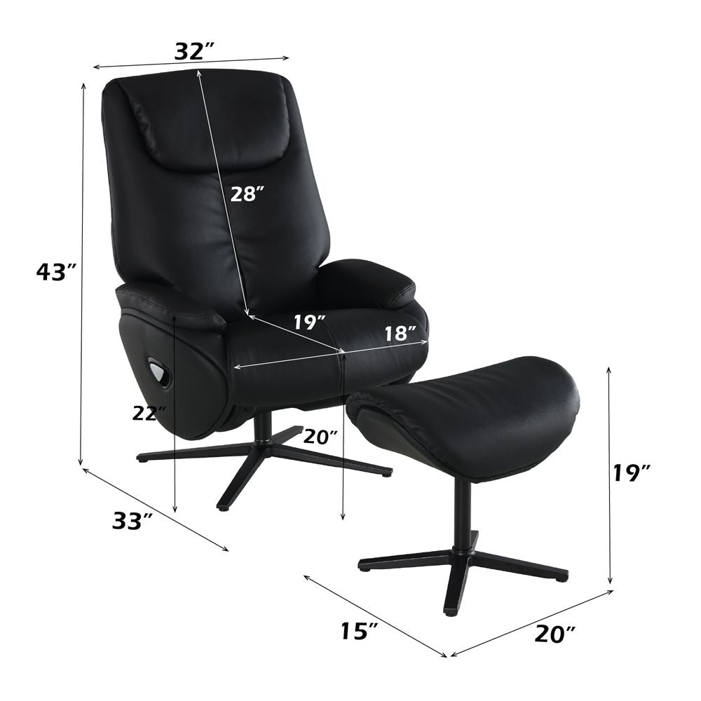 Labonita Motion Accent Chair W/Swivel & Ottoman – dimensions diagram