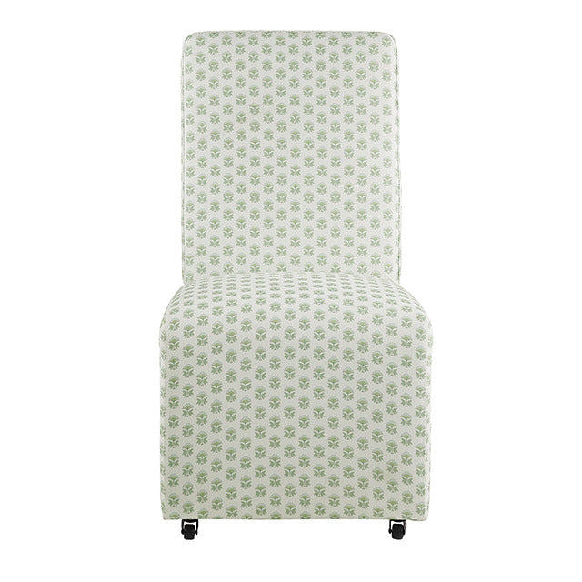 Durham Dining Chair W/ 4 Casters, Seaside Cabbage Rose Green/White - view 2
