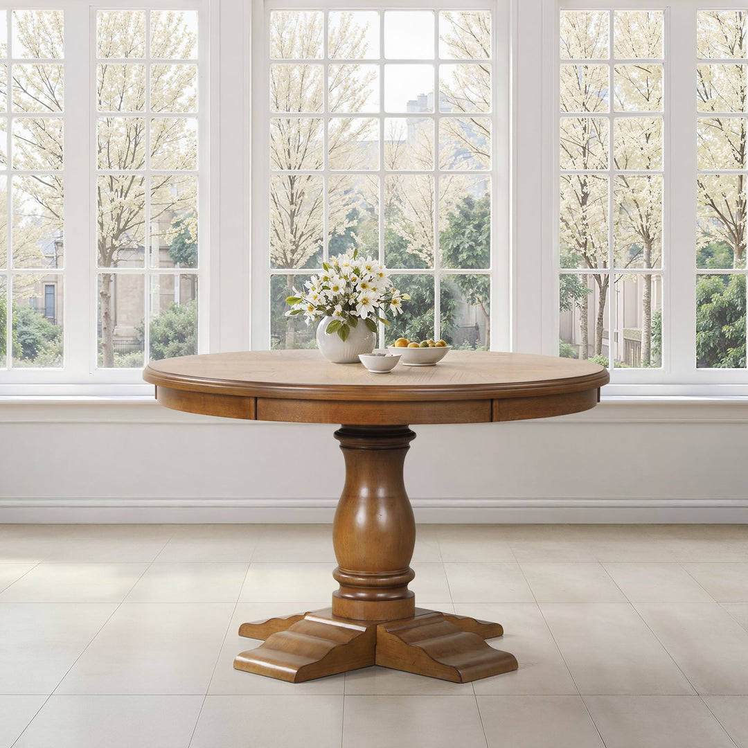 Sunset 48" Round Dining Table-Brown