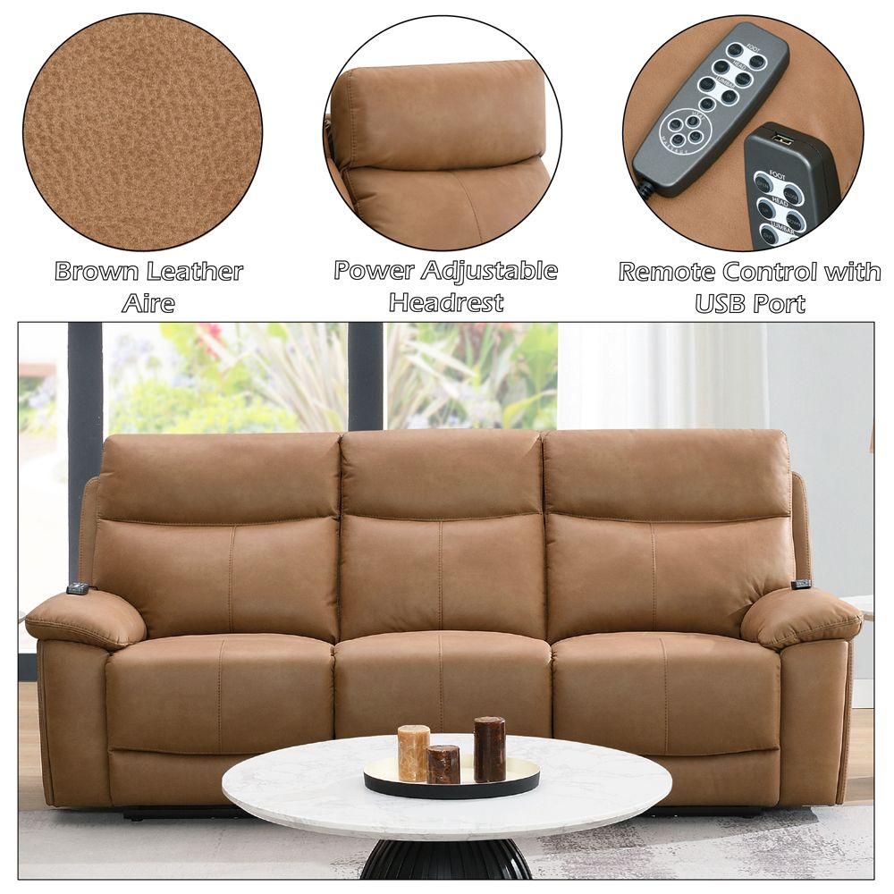 Chavis Power Motion Sofa w/USB & Power Headrest – features callout