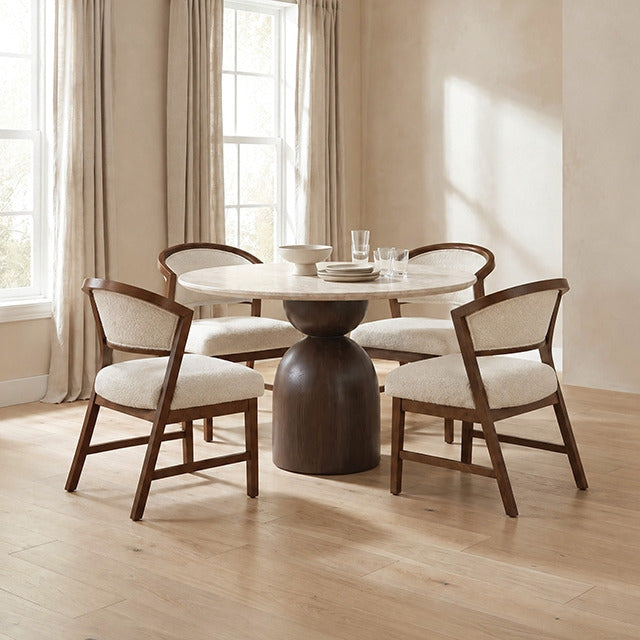 Cirava 5 Pc. Dining Table Set, Light Beige/Walnut - view 2
