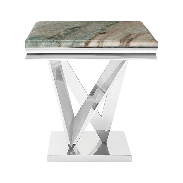 Villarsglane End Table, Green/Chrome