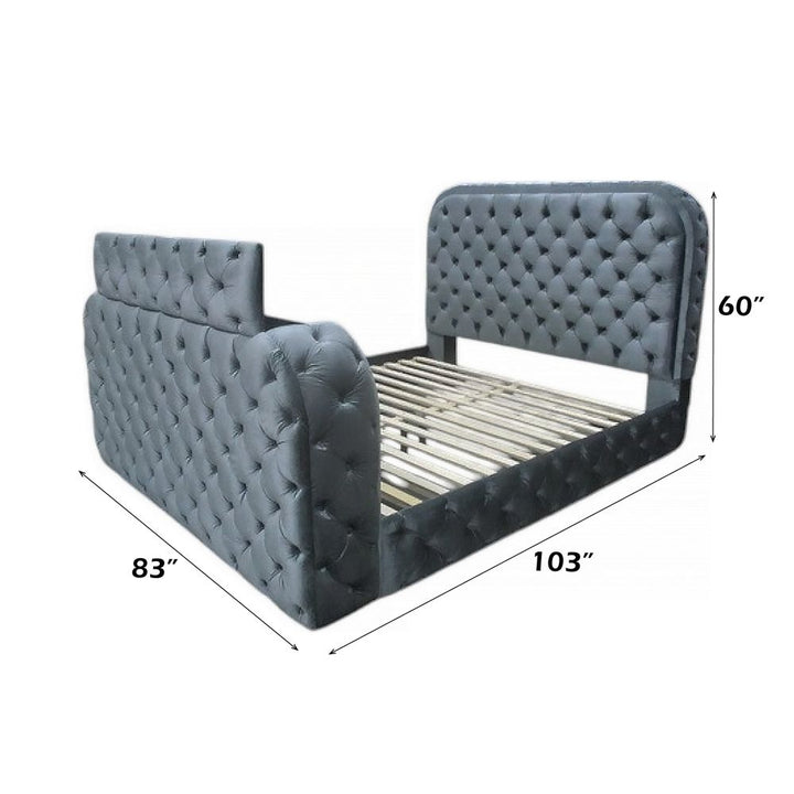 Kana Eastern King Bed w/LED, Fireplace &amp; TV Stand – dimensions diagram