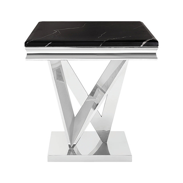Villarsglane End Table, Black/Chrome