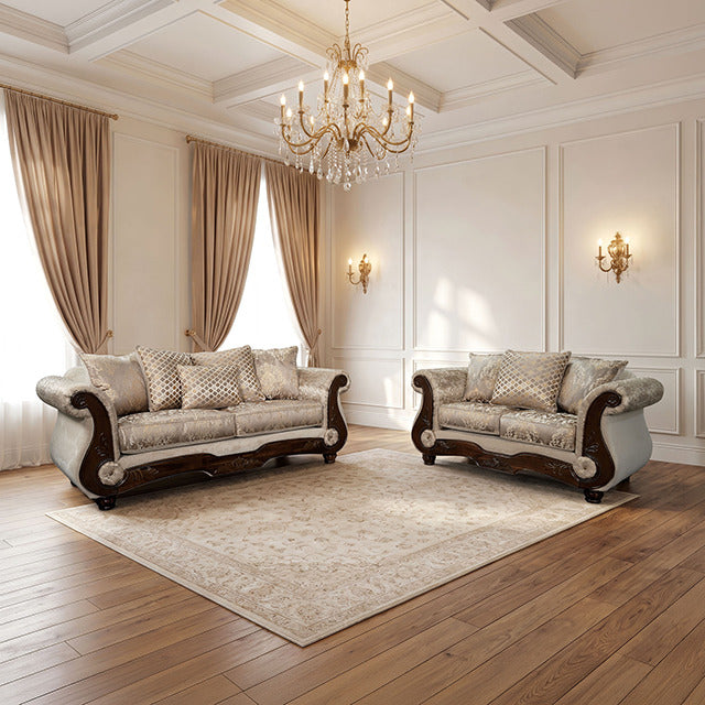 Fasciano Oversized Sofa + Loveseat, Beige Tan/Dark Cherry - view 9